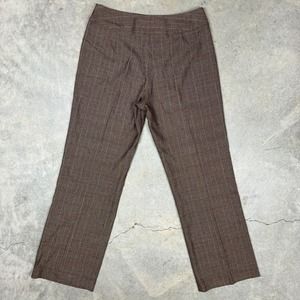 Larry Levine Womens Stretch Pants Trousers Brown Plaid 12 Bootcut 32x31 Office